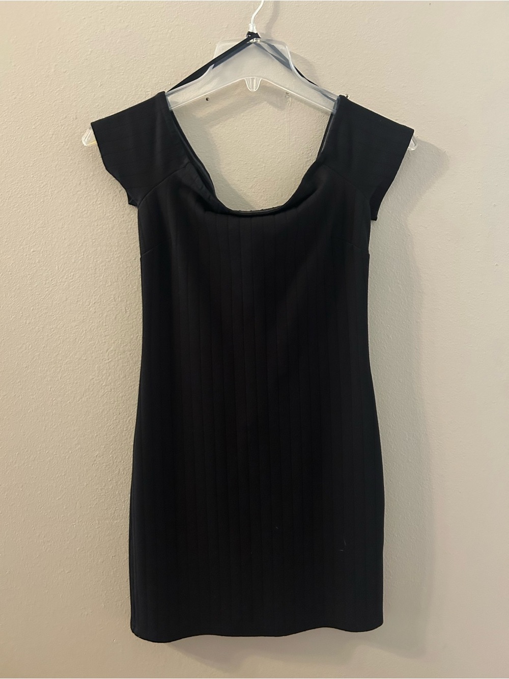 Forever 21 Black Ribbed Off the Shoulder Mini Dress